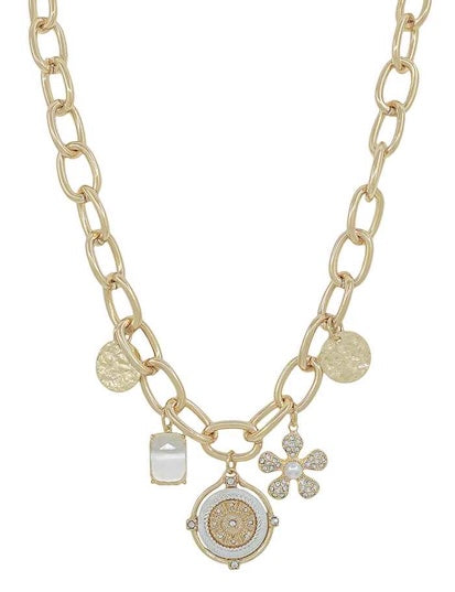 Meghan Browne Chief Gold Chain Link Charm Necklace with Charms