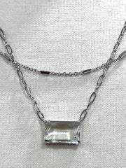 Meghan Browne Demi Silver Clear Necklace