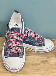 Aman Sparkle Lace Up Print Canvas Sneaker with Crystal Laces