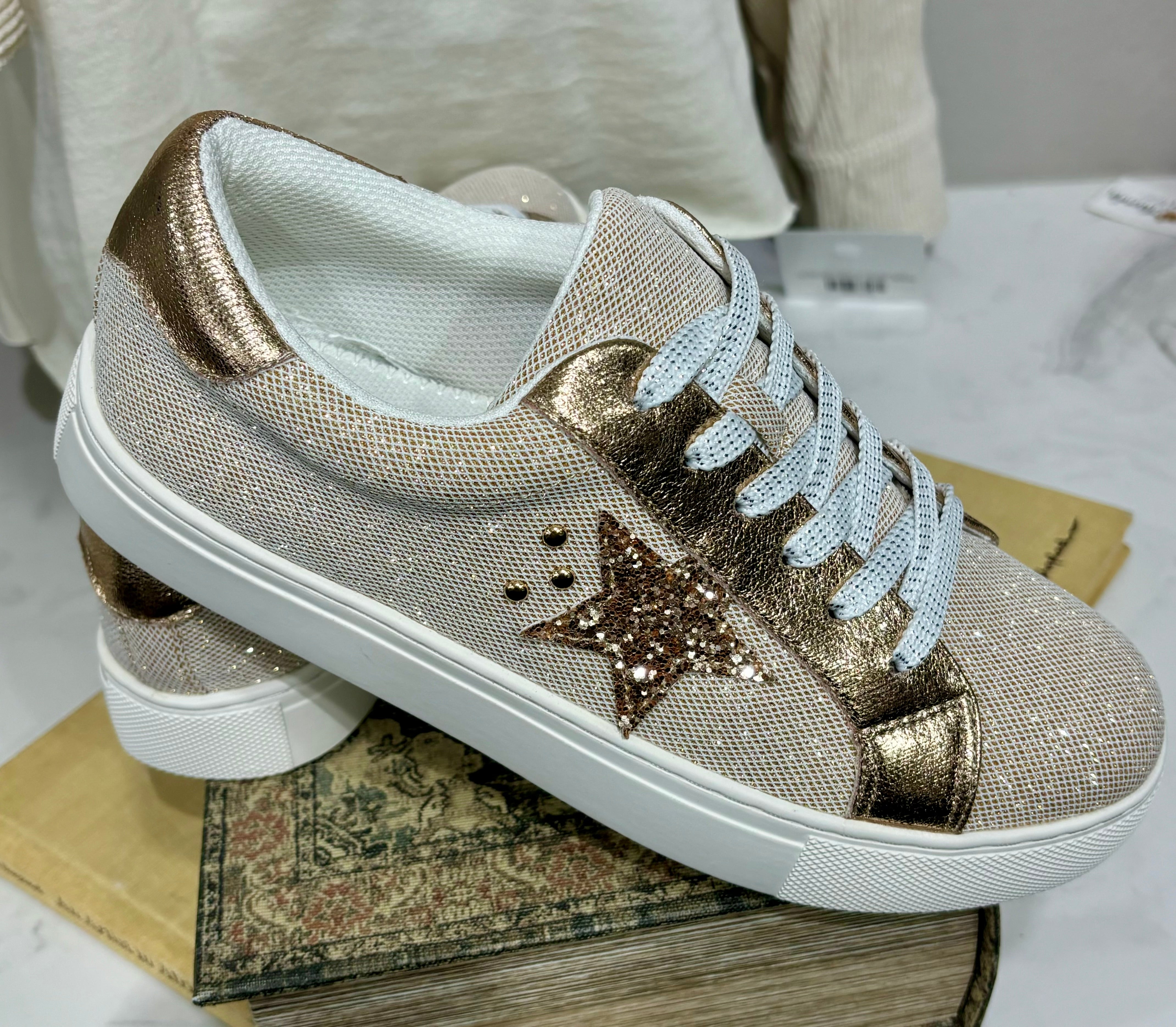 rose gold sparkly sneakers