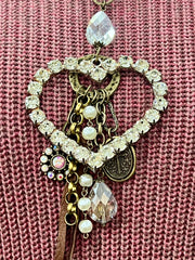 Romancing the Stones Bling Pearl Heart Necklace