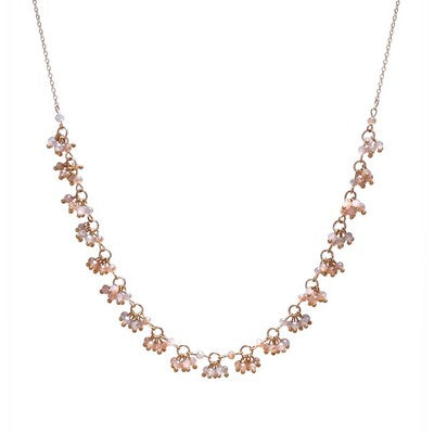 Meghan Browne Dame Pink Multi Cluster Beaded Gold Necklace