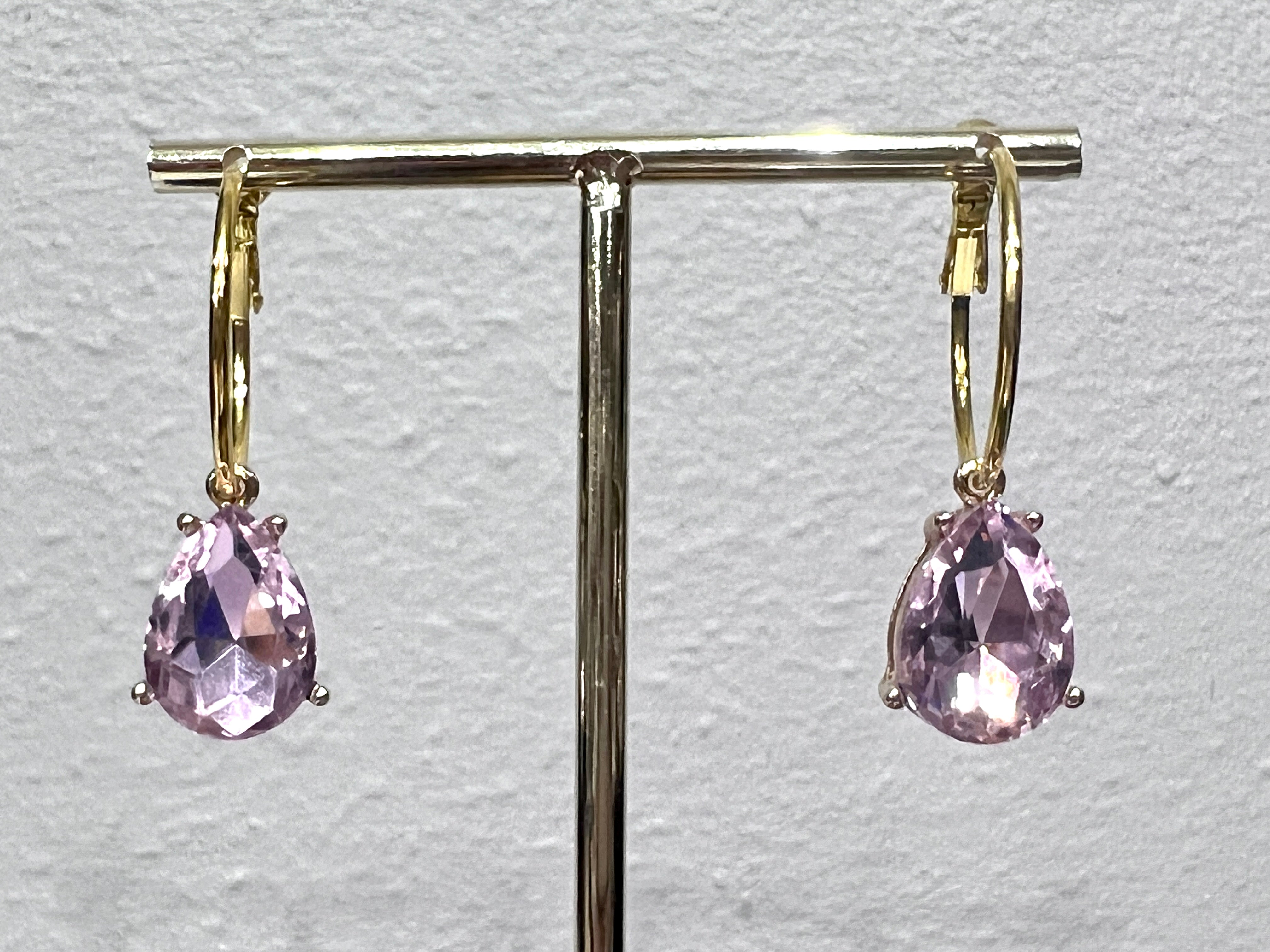 Large Crystal Teardrop Gold Hoop Earrings