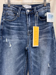 Dream On High Rise Frayed Hem Wide Leg Destroyed Denim Jeans
