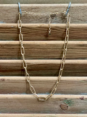 Gold Chunky Textured Paperclip Necklace