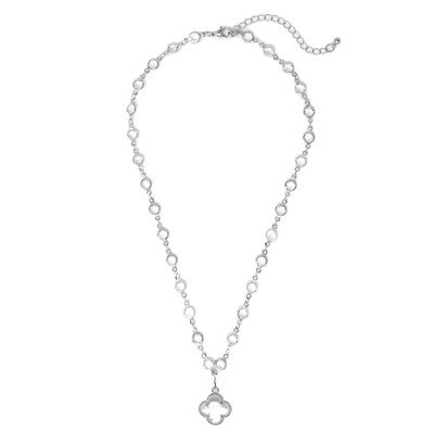 Meghan Browne Don Silver Clear Necklace