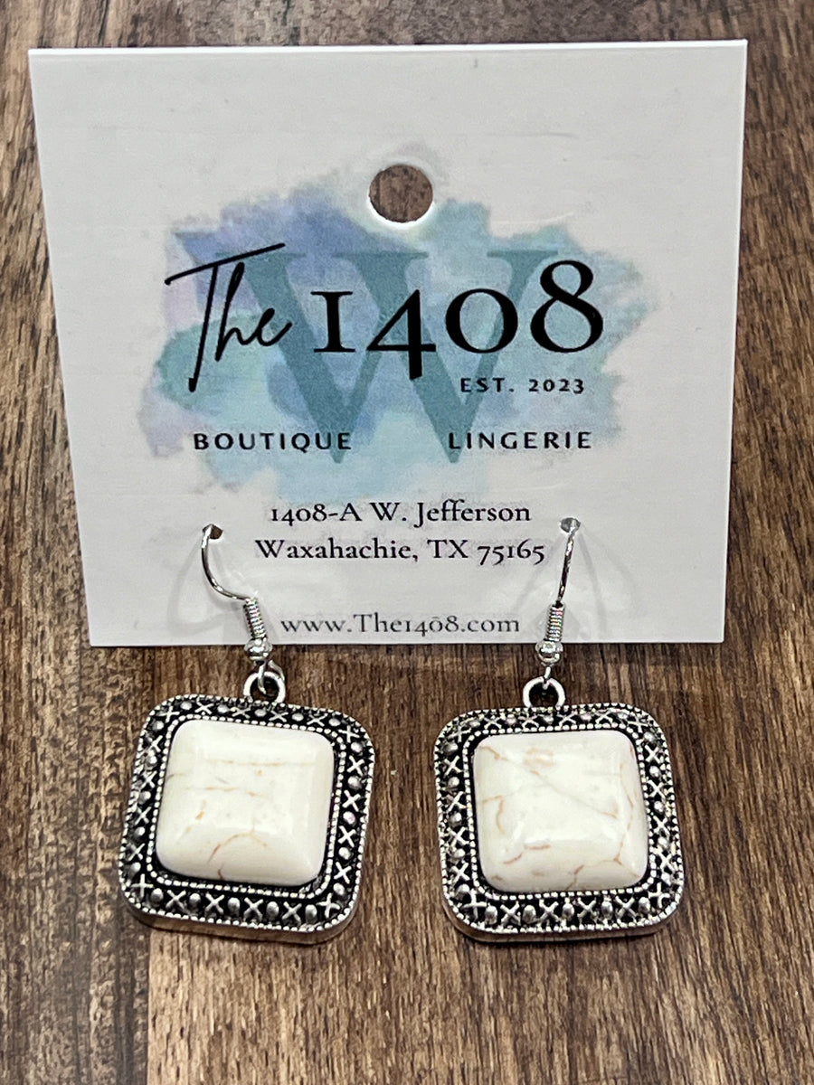 Nayeli Southwestern Turquoise Square Stone Earrings