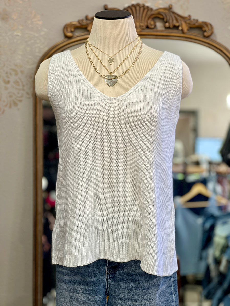 Paris Deep V Knitted Sweater Tank Top