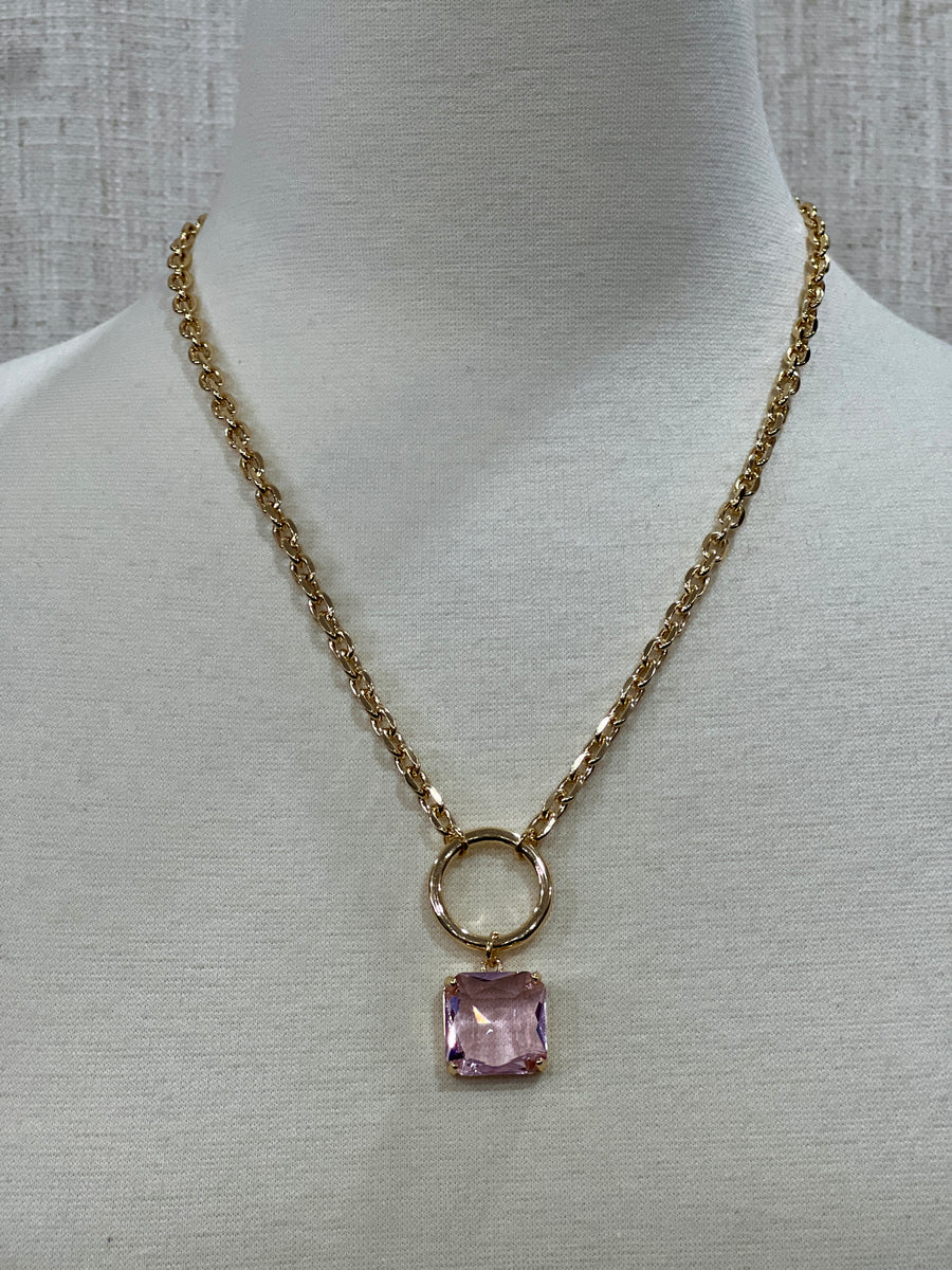 Meghan Browne Benny Gold & Pink Quartz Necklace