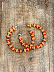 Wooden Beaded Hoop Earrings