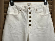 Bristol Button Fly Colored Denim Wide Leg Crop Pant Jeans