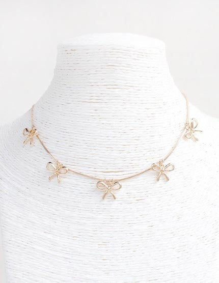 Meghan Browne Edi Gold Bows Choker Charm Necklace