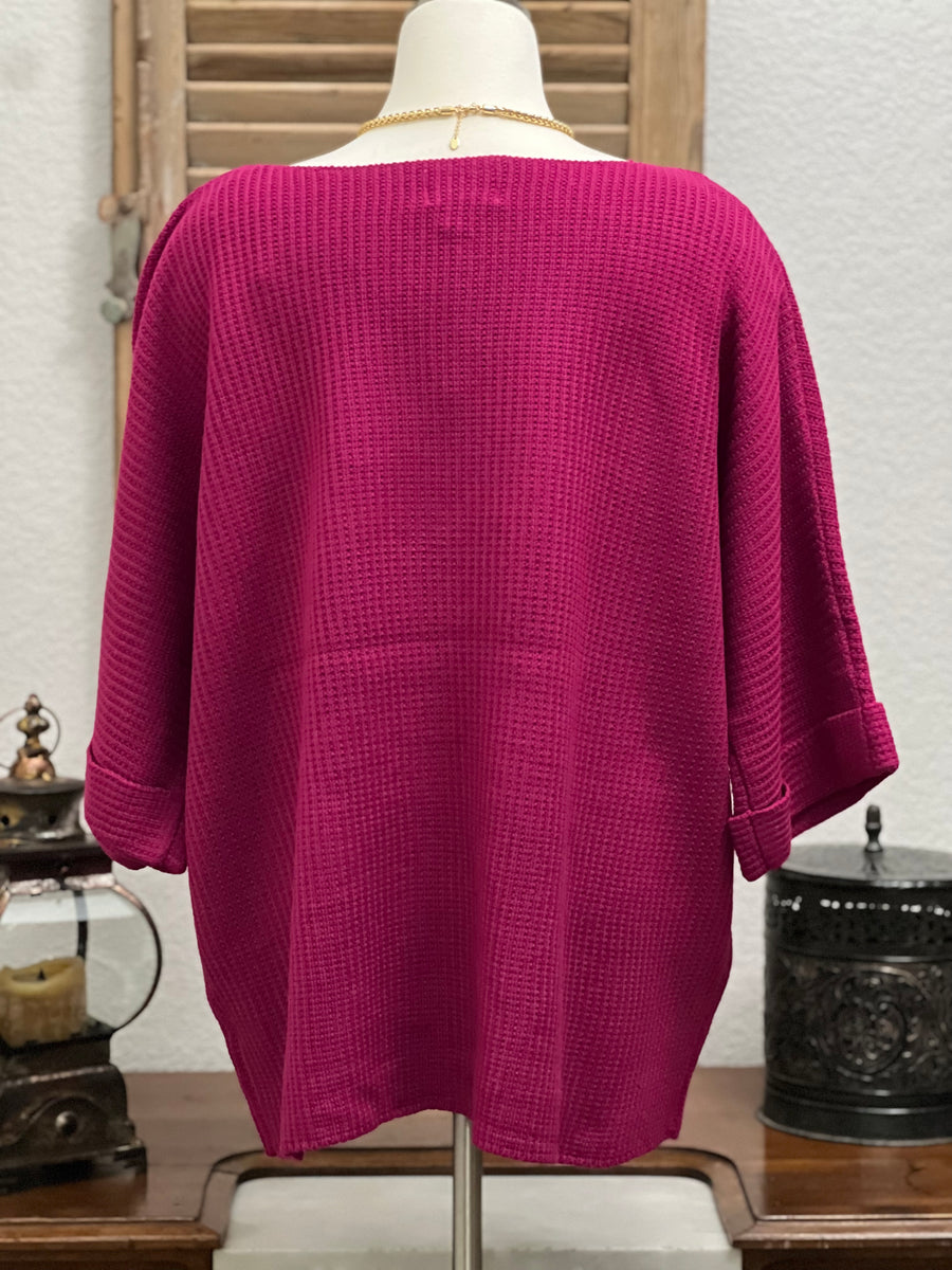 Claire Dolman Half Sleeve Transitional Sweater with Round Neckline
