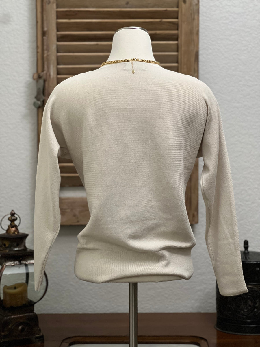 Sloan Dolman Long Sleeve Boat Neck Ribbed Knit Sweater