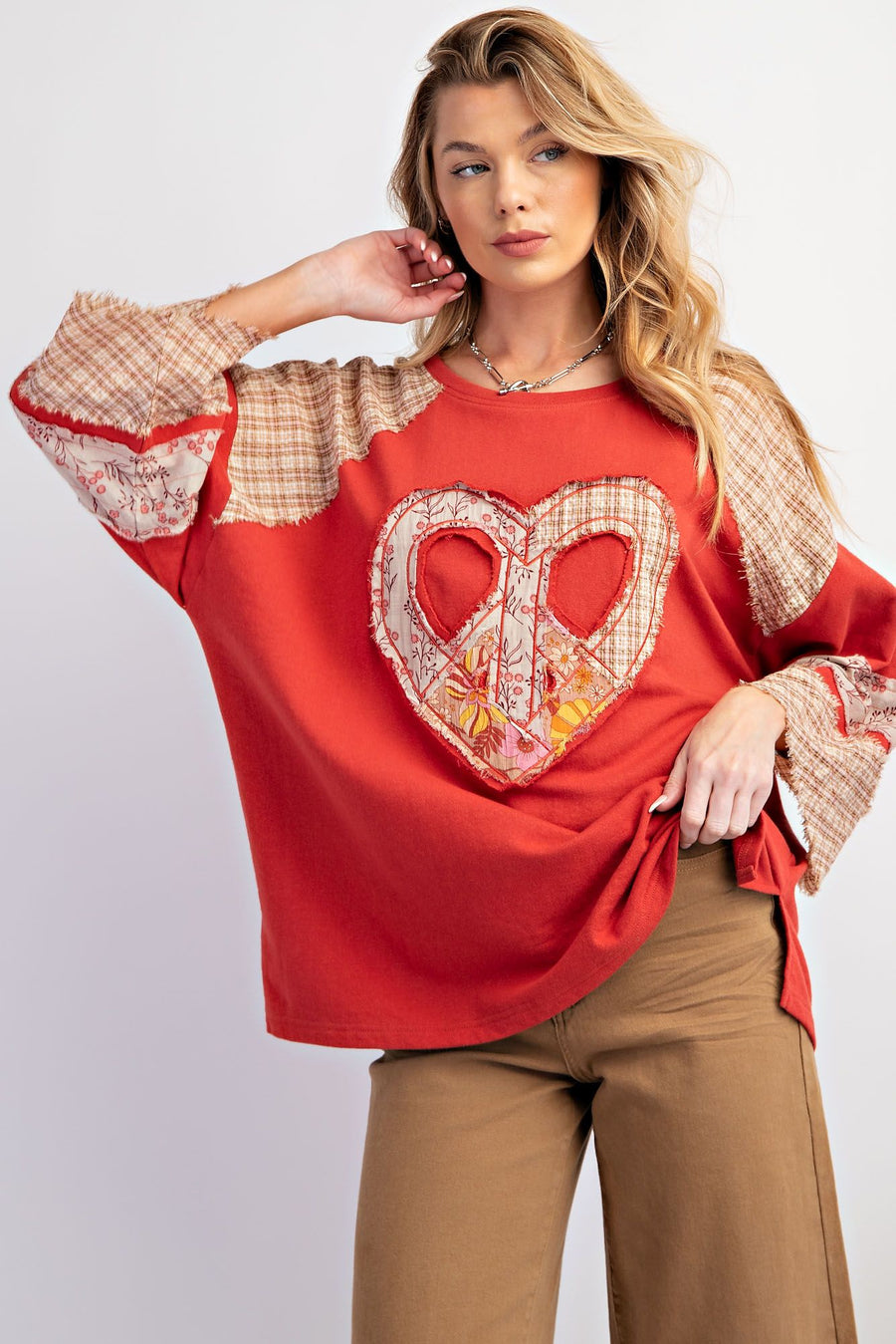 Romance Heart Mixed Patchwork Pullover