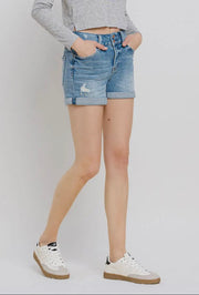 Vervet High Rise Double Button Cuffed Shorts