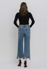 Poison Super High Rise Wide Leg Destroyed Crop Jeans