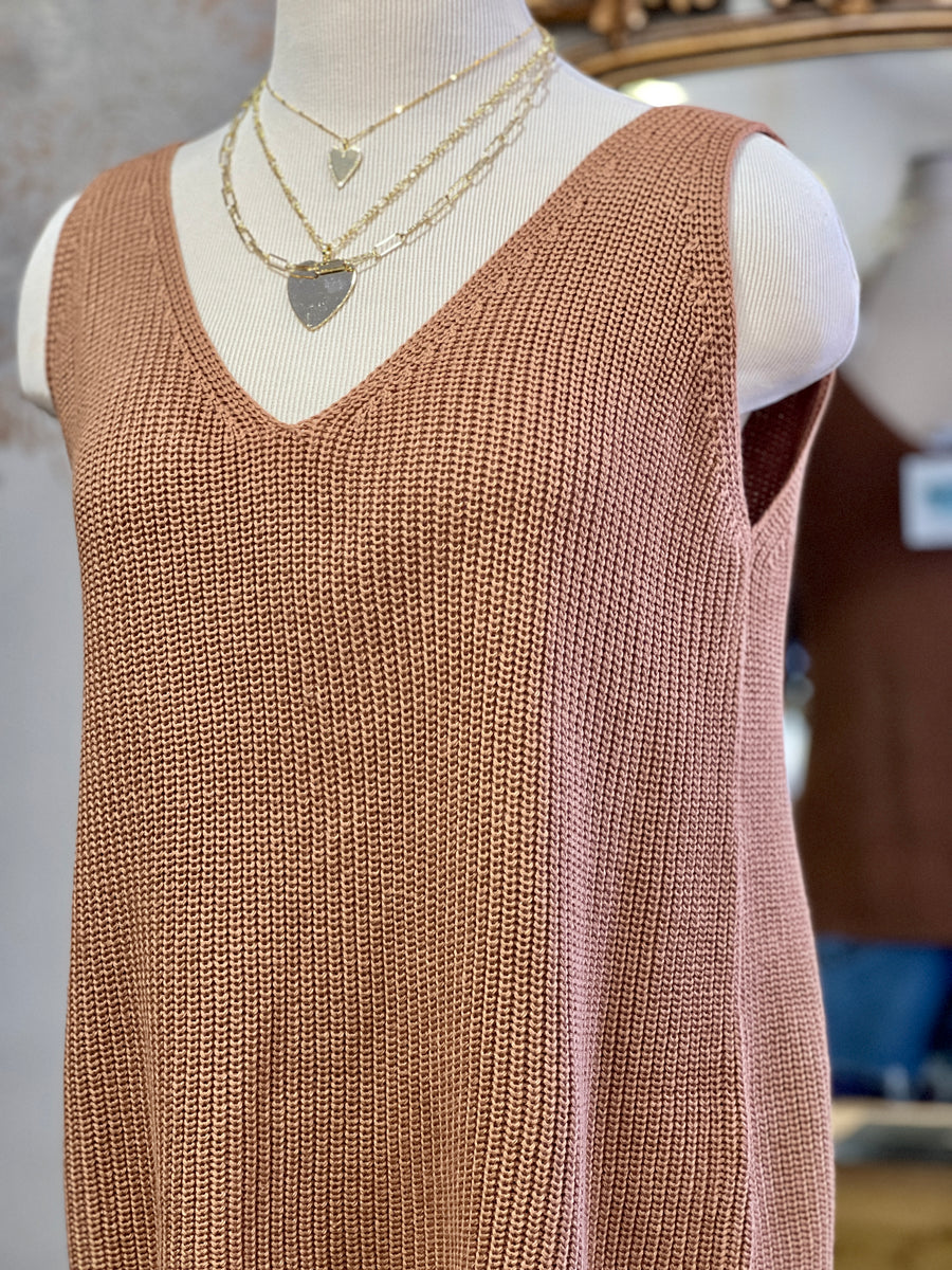 Paris Deep V Knitted Sweater Tank Top