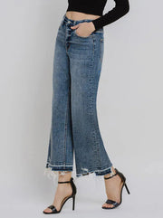 Poison Super High Rise Wide Leg Destroyed Crop Jeans