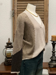 Ainsley V-Neckline Soft-Touch Color Block Sweater