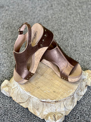 Corkys Footwear Carley Metallic Wedge Sandal Shoes