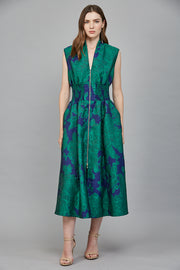 Empress Bold Floral Patten Jacquard Midi Dress