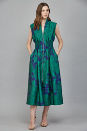 Empress Bold Floral Patten Jacquard Midi Dress