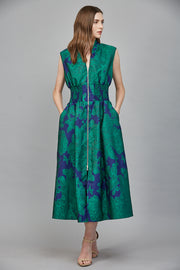 Empress Bold Floral Patten Jacquard Midi Dress