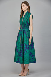 Empress Bold Floral Patten Jacquard Midi Dress