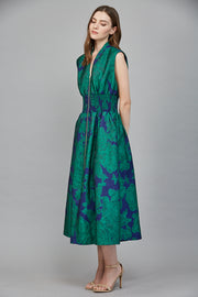 Empress Bold Floral Patten Jacquard Midi Dress
