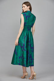 Empress Bold Floral Patten Jacquard Midi Dress