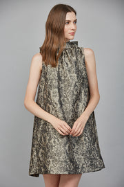 Imelda Floral Jacquard Back Bow A-Line Mini Dress