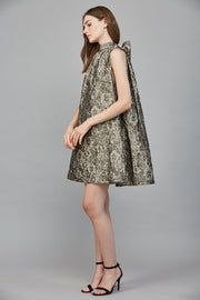 Imelda Floral Jacquard Back Bow A-Line Mini Dress