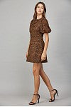 Loki Leopard Faux Suede Bow Bodice Mini Dress