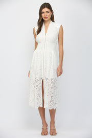 Chantelle Floral Lace Smocked Waist Midi Dress by Fate