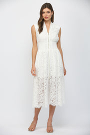 Chantelle Floral Lace Smocked Waist Midi Dress by Fate