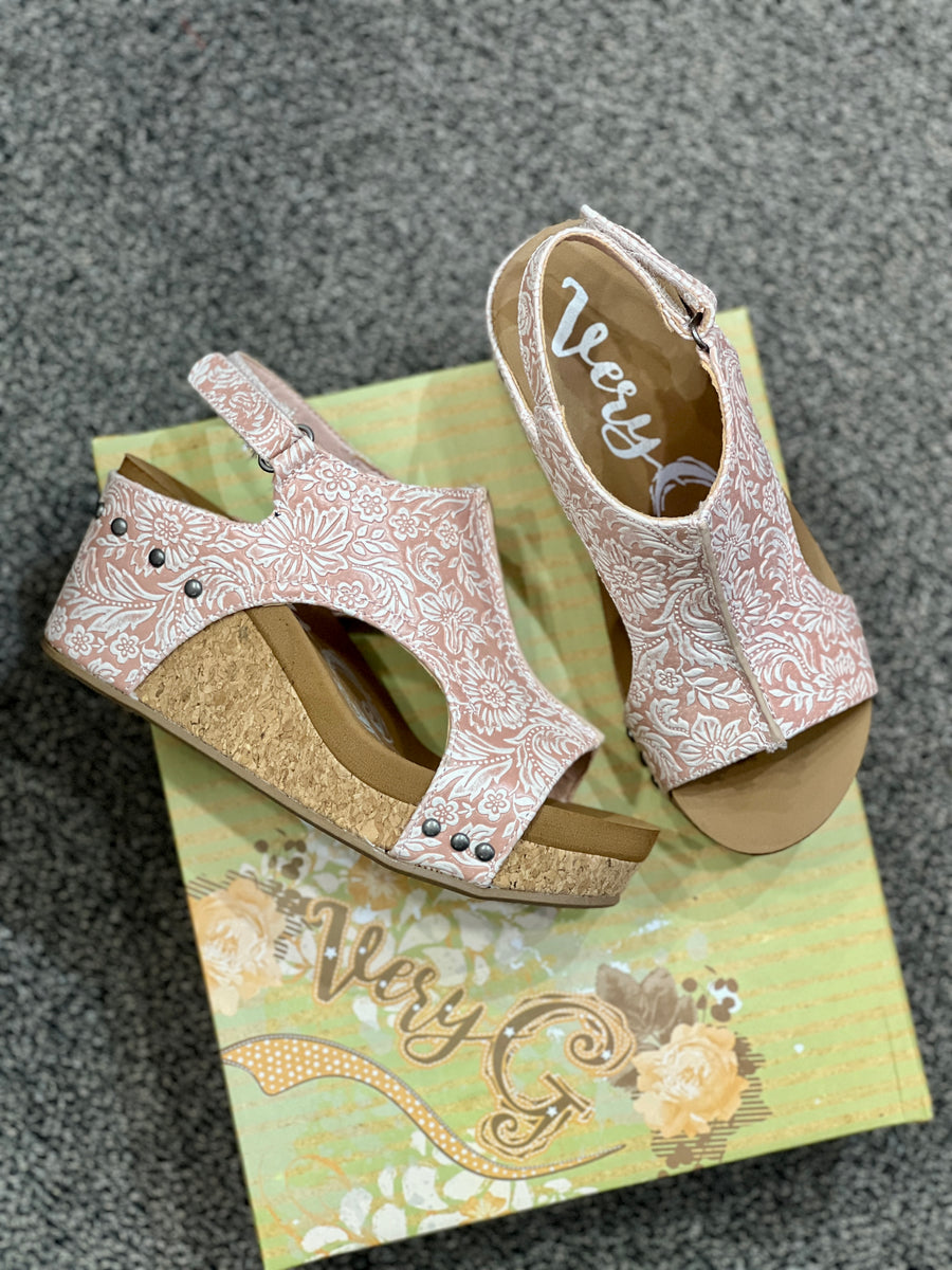 Isabella Tooled Cork Wedge Sandal