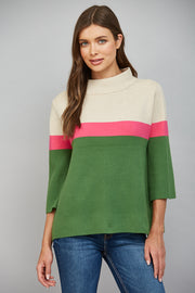 Suki Color Block Mock Neck Sweater