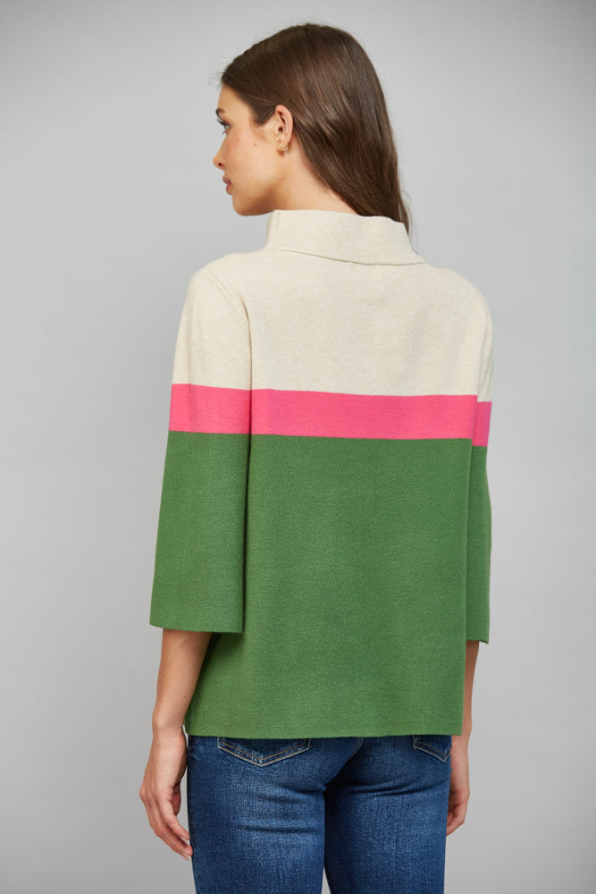 Suki Color Block Mock Neck Sweater