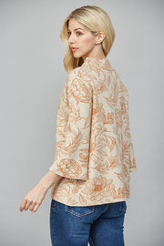 Fall Florals Graphic Knit Mock Neck Sweater