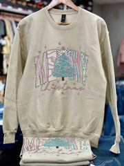 Yarn Pastel MERRY Christmas Bejeweled Sweatshirt