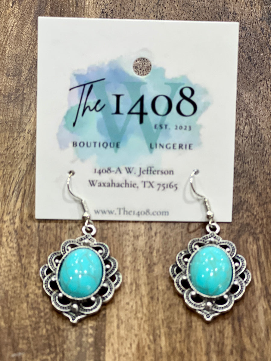 Tallulah Southwestern Turquoise Oval Stone Earrings