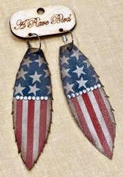Americana Feather Leather Earrings