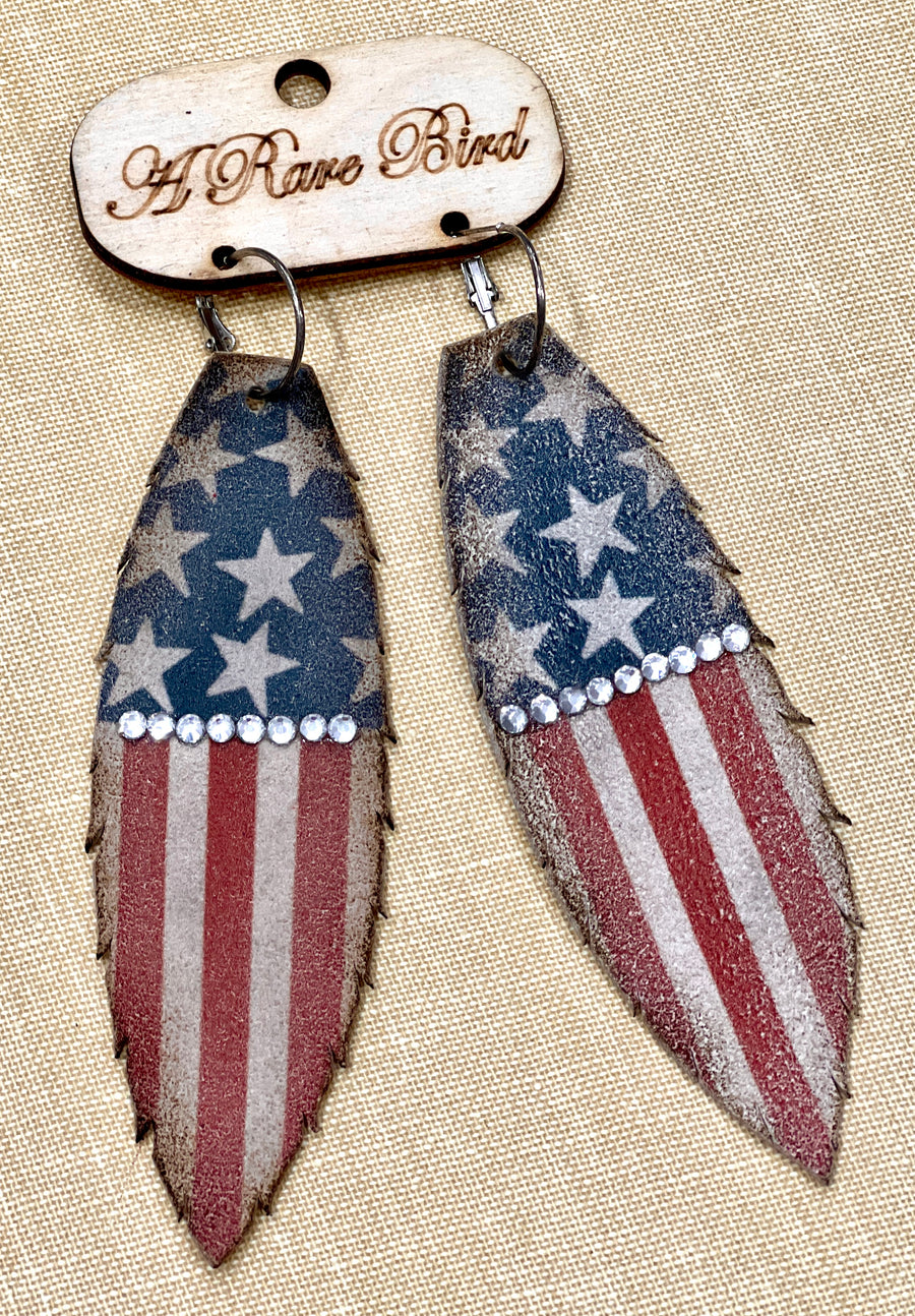 Americana Feather Leather Earrings