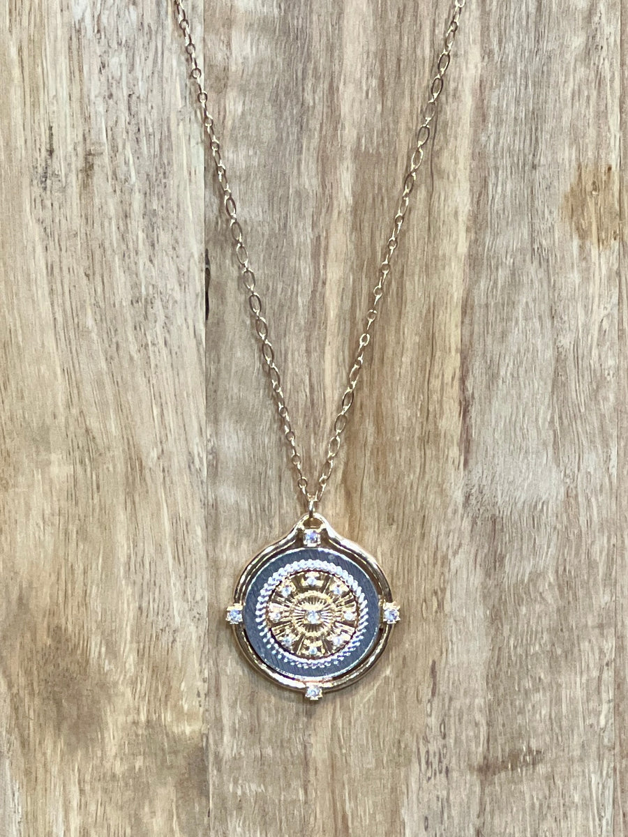 Large Coin Medallion Pendant Necklace