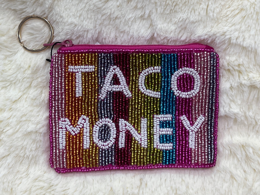 Taco Money Beaded Coin Purse Pouch