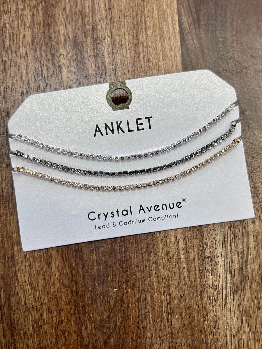 Crystal Anklet Three Piece Set