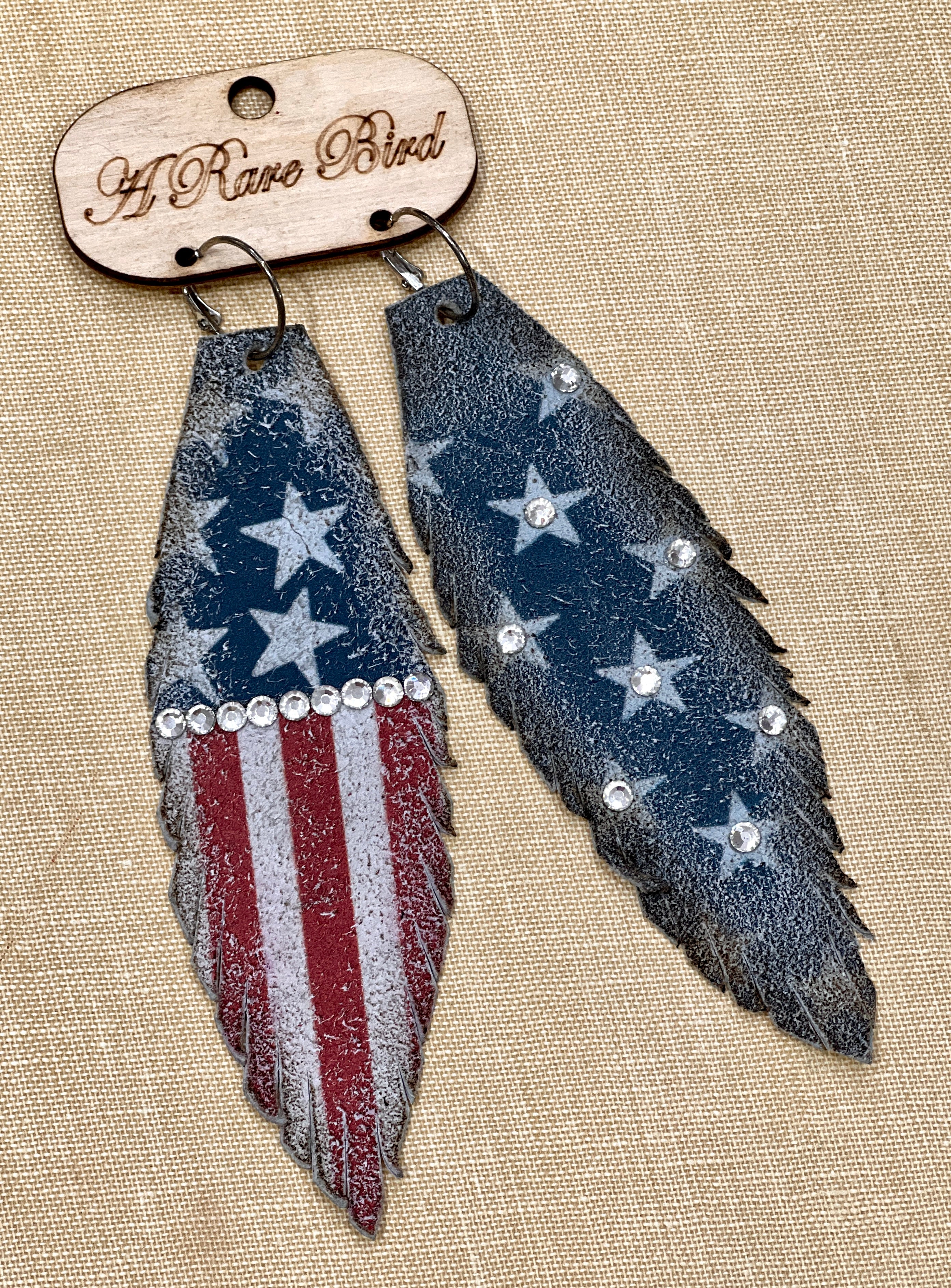 Americana Feather Leather Earrings