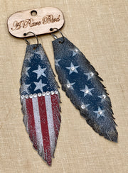 Americana Feather Leather Earrings