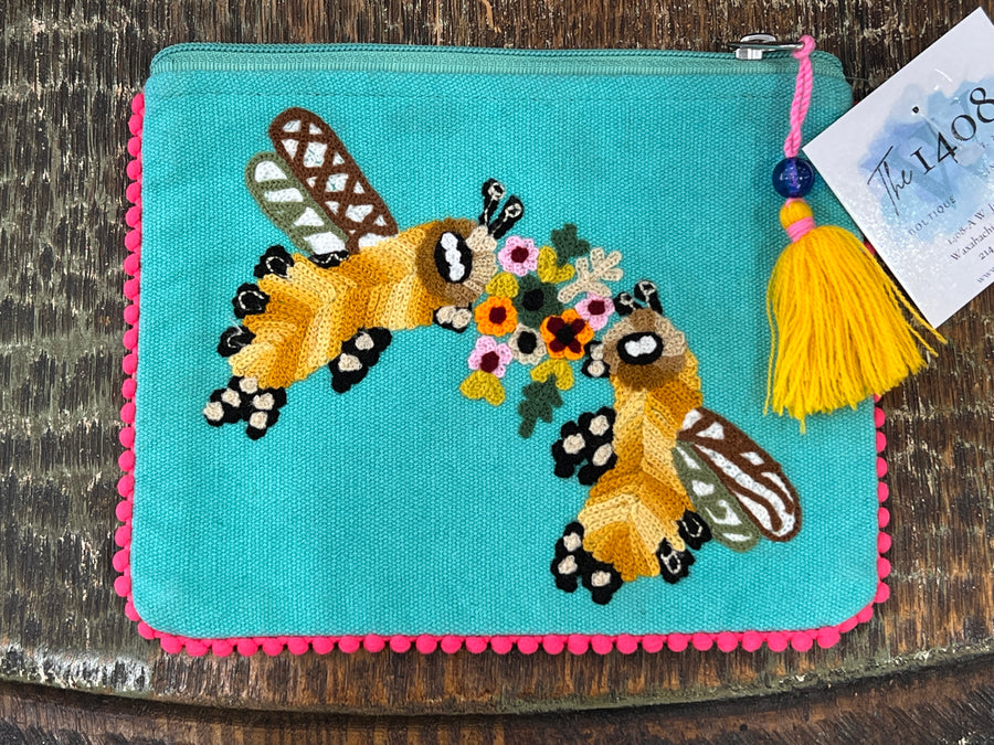 Embroidered Zipper Pouch